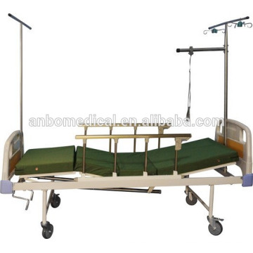 2 manivela manual cama médica com trilho de cama de proteção e suporte de mosquito net